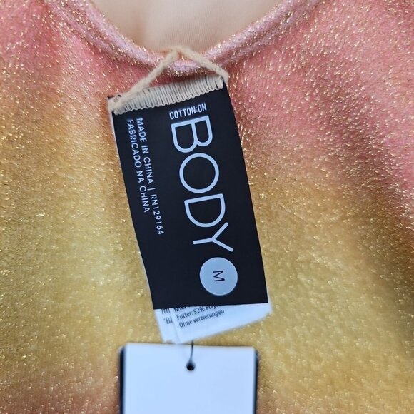 Cotton On Glitter Ombre Sunrise Scoop Neck One Piece Swimsuit Womens M Cheeky - Picture 6 of 7